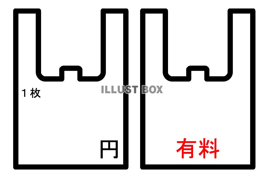 無料イラスト レジ袋有料化と料金表示のアイコンセット