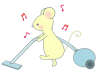 掃除機をかけるネズミのイラスト