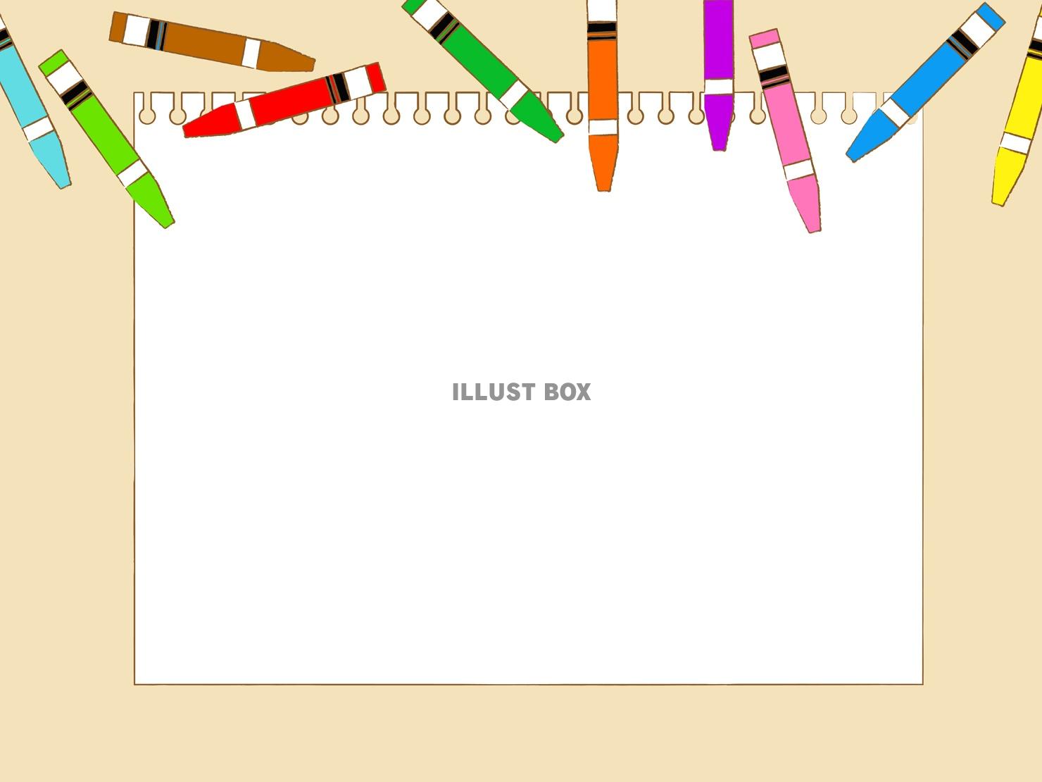無料イラスト クレヨンと画用紙の背景