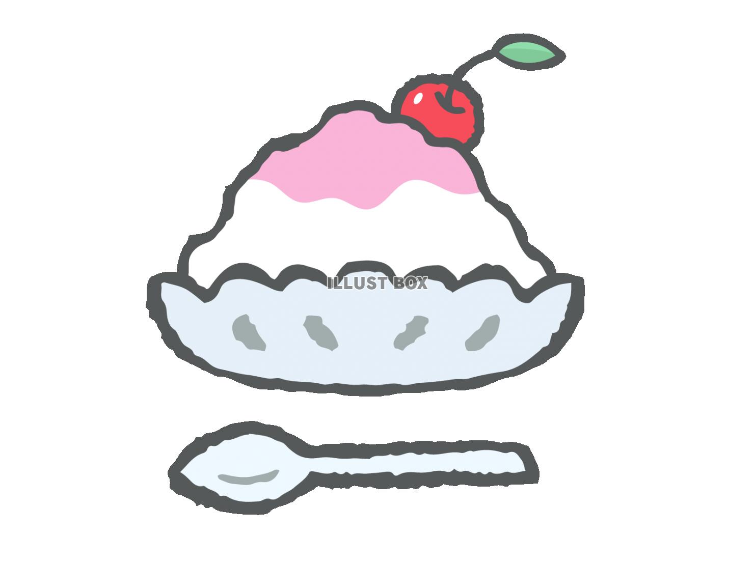 無料イラスト さくらんぼを乗せたかき氷