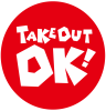 TAKE OUT OK！ テイクアウト お持ち帰りできます・丸ラベル