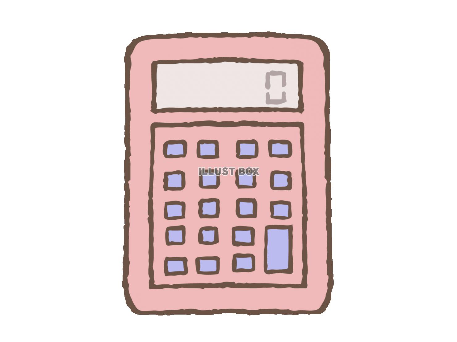 無料イラスト ピンクの電卓