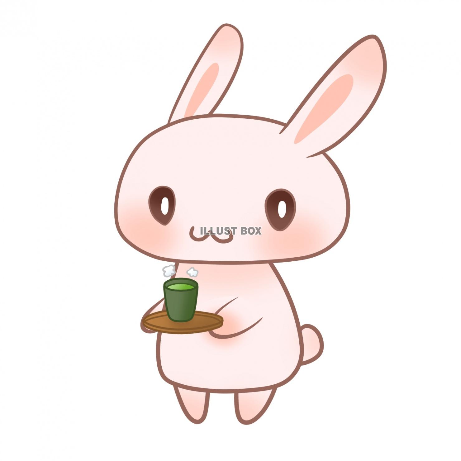 無料イラスト お茶とうさぎ