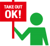 TAKE OUT OK! お持ち帰りできます！アイコン