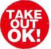 TAKE OUT OK! お持ち帰りできます！アイコン