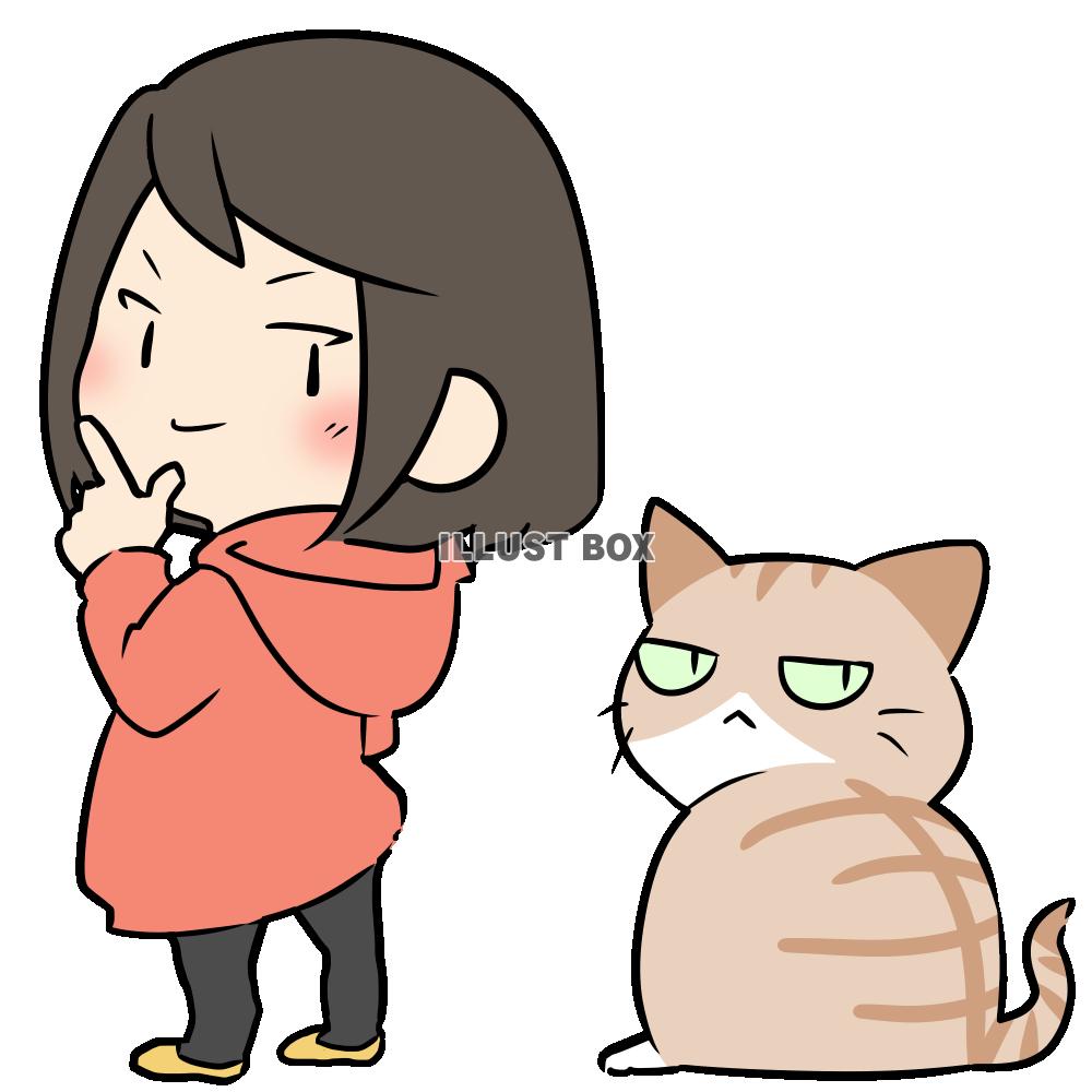 振り返る猫と飼い主