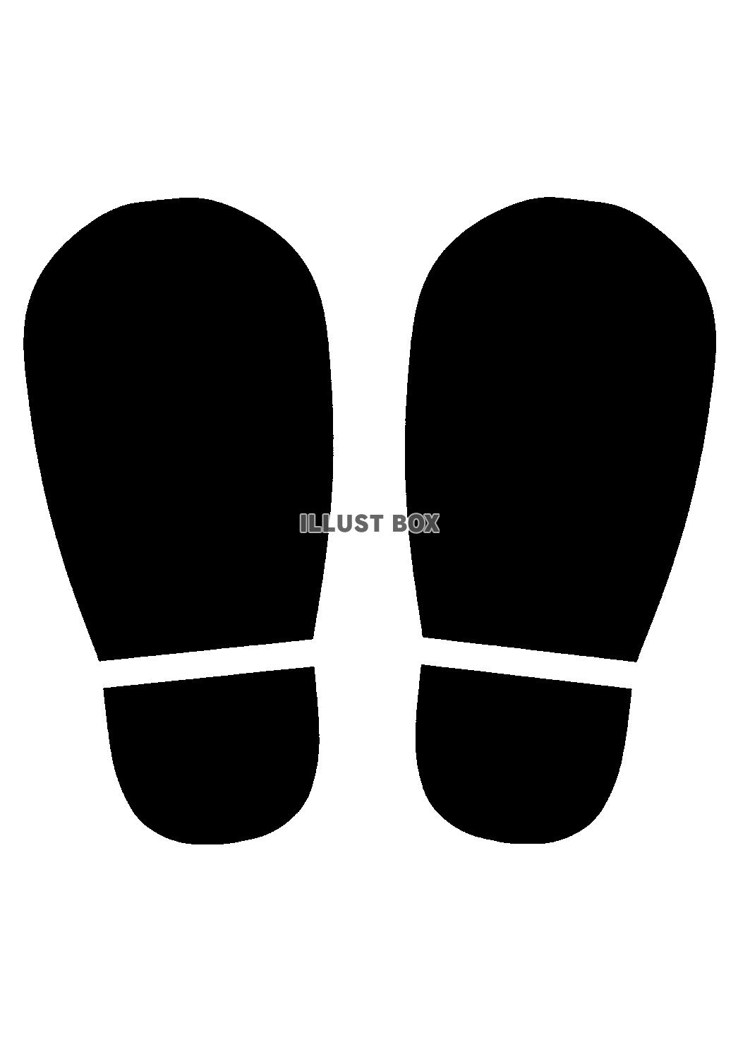 無料イラスト A４サイズの黒い靴型 透過png