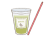 カップ入りの抹茶ティーとストロー