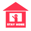 STAY HOMEの家と人物　透過png