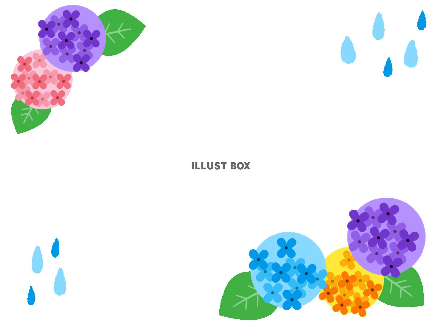 無料イラスト 紫陽花と雨