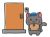 黒猫の配達員　玄関　笑顔