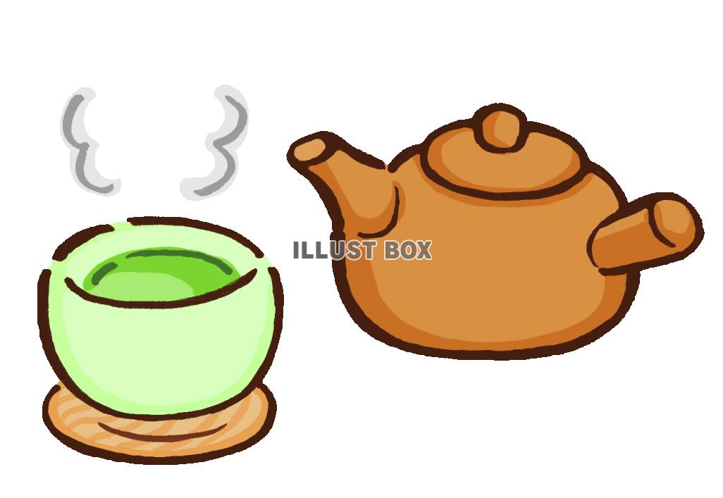 無料イラスト 緑茶と急須１