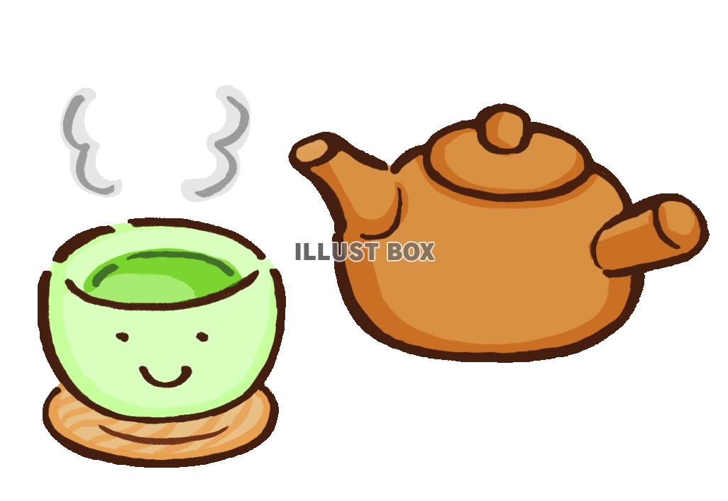 無料イラスト 緑茶と急須２