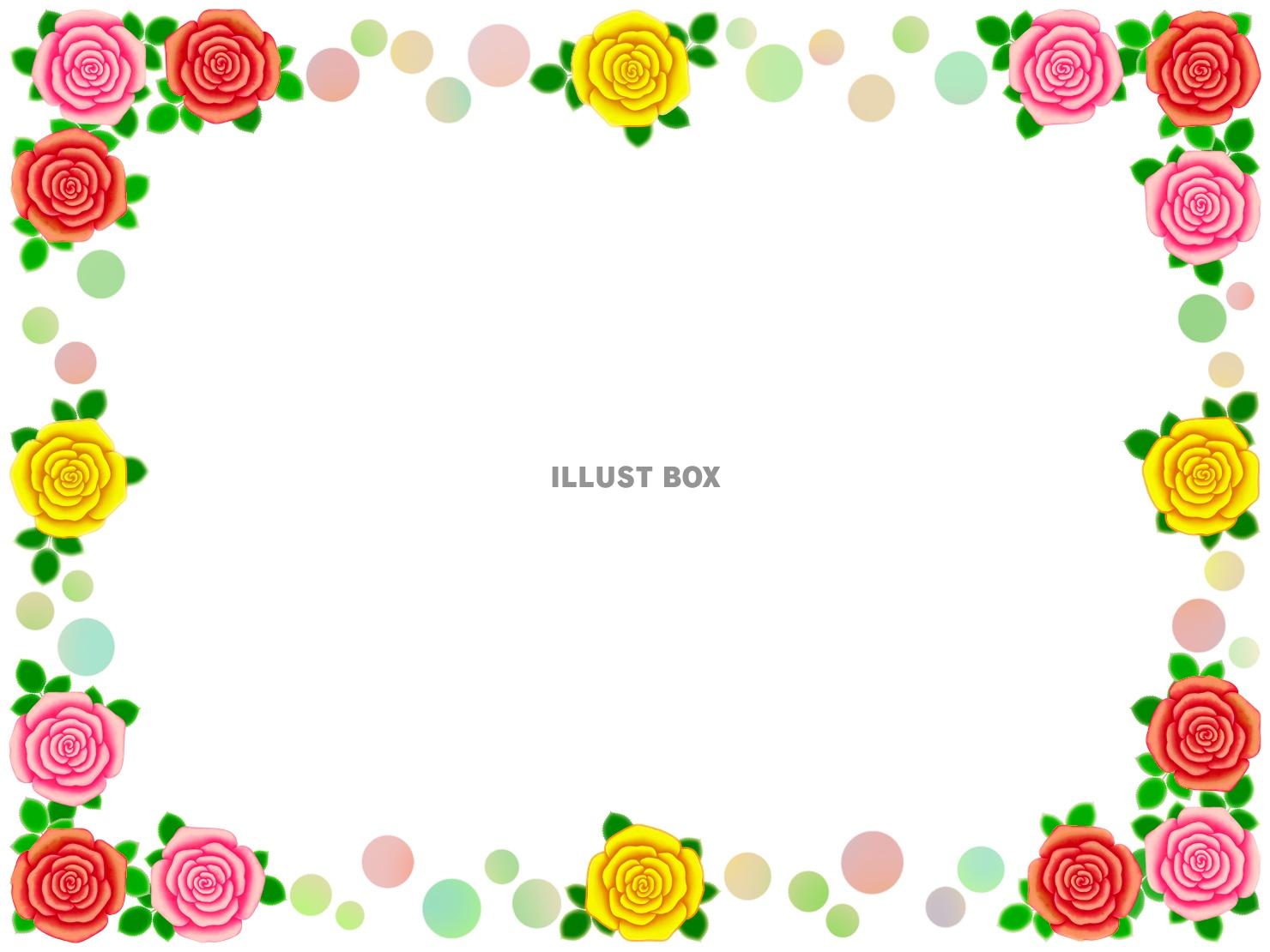 薔薇の花フレーム花模様飾り枠素材イラスト