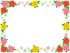 薔薇の花フレーム花模様飾り枠素材イラスト。透過PNG