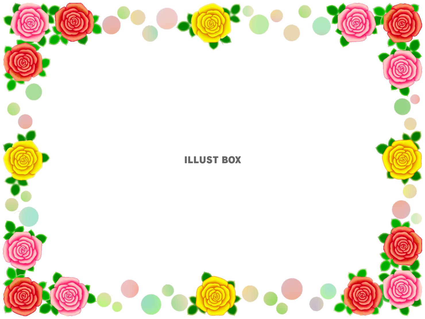 薔薇の花フレーム花模様飾り枠素材イラスト。透過PNG