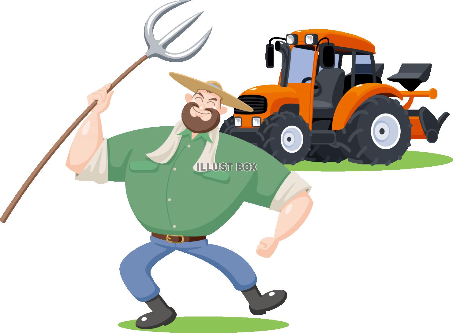 農夫とトラクター　農家 生産者