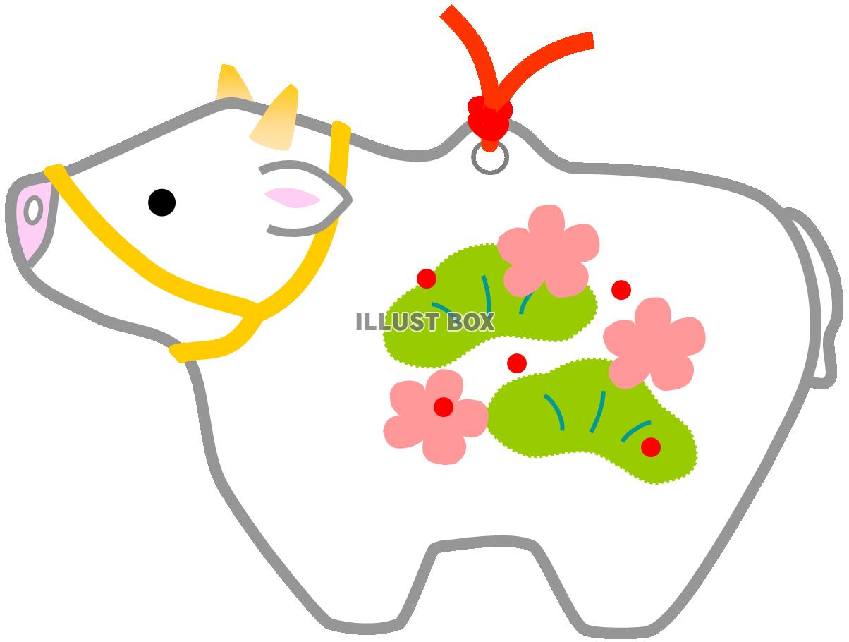 うしの土鈴　（丑年年賀状素材　縁起物）