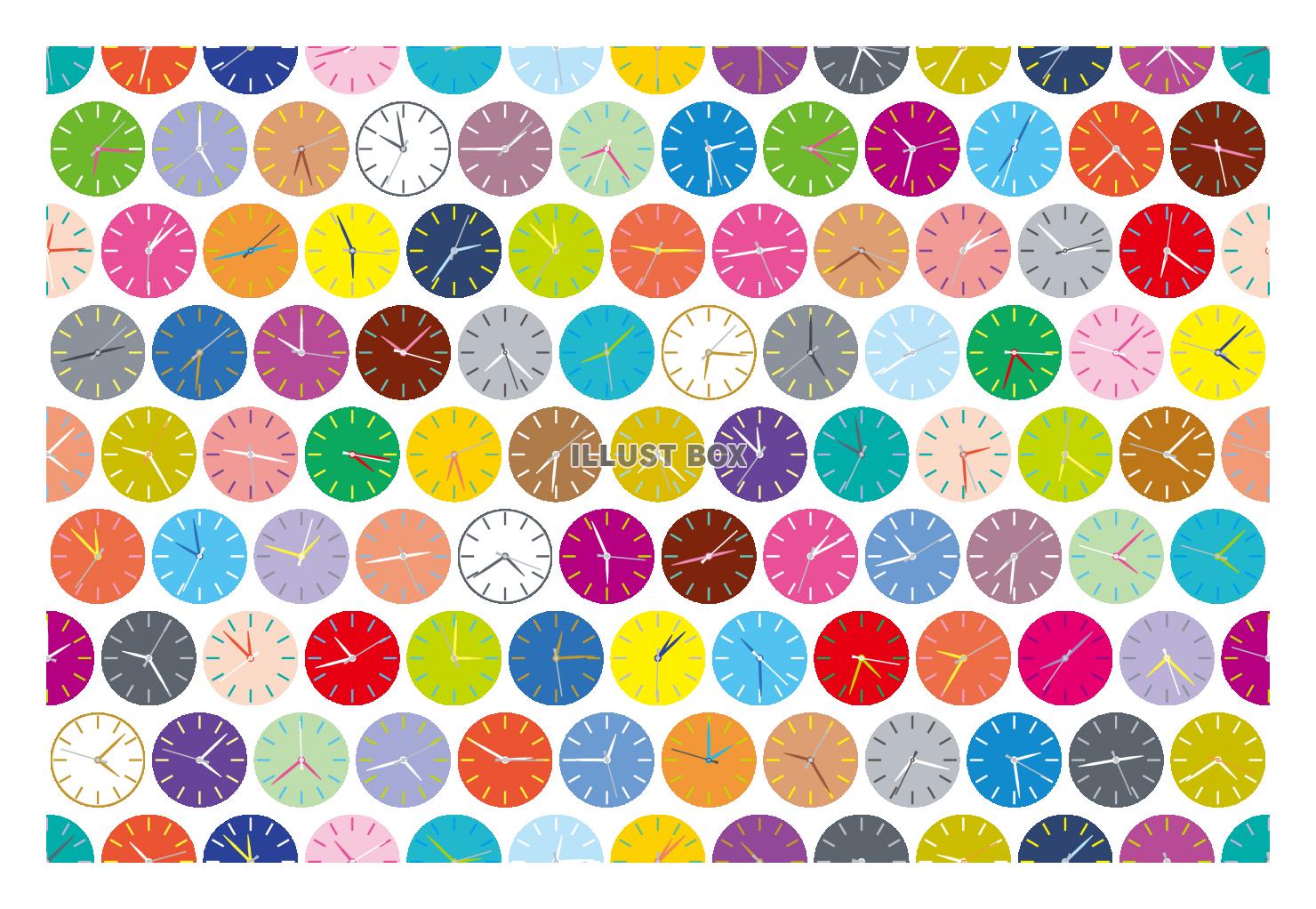 無料イラスト カラフルな時計の壁紙 時間のイメージ