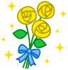 輝く黄色いバラの花束