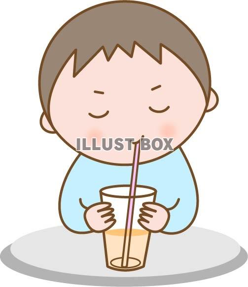 無料イラスト ジュースを飲む男の子