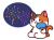 花火を見るかわいい三毛猫