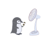 扇風機にあたるペンギン