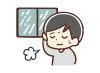 雨で憂鬱な男性