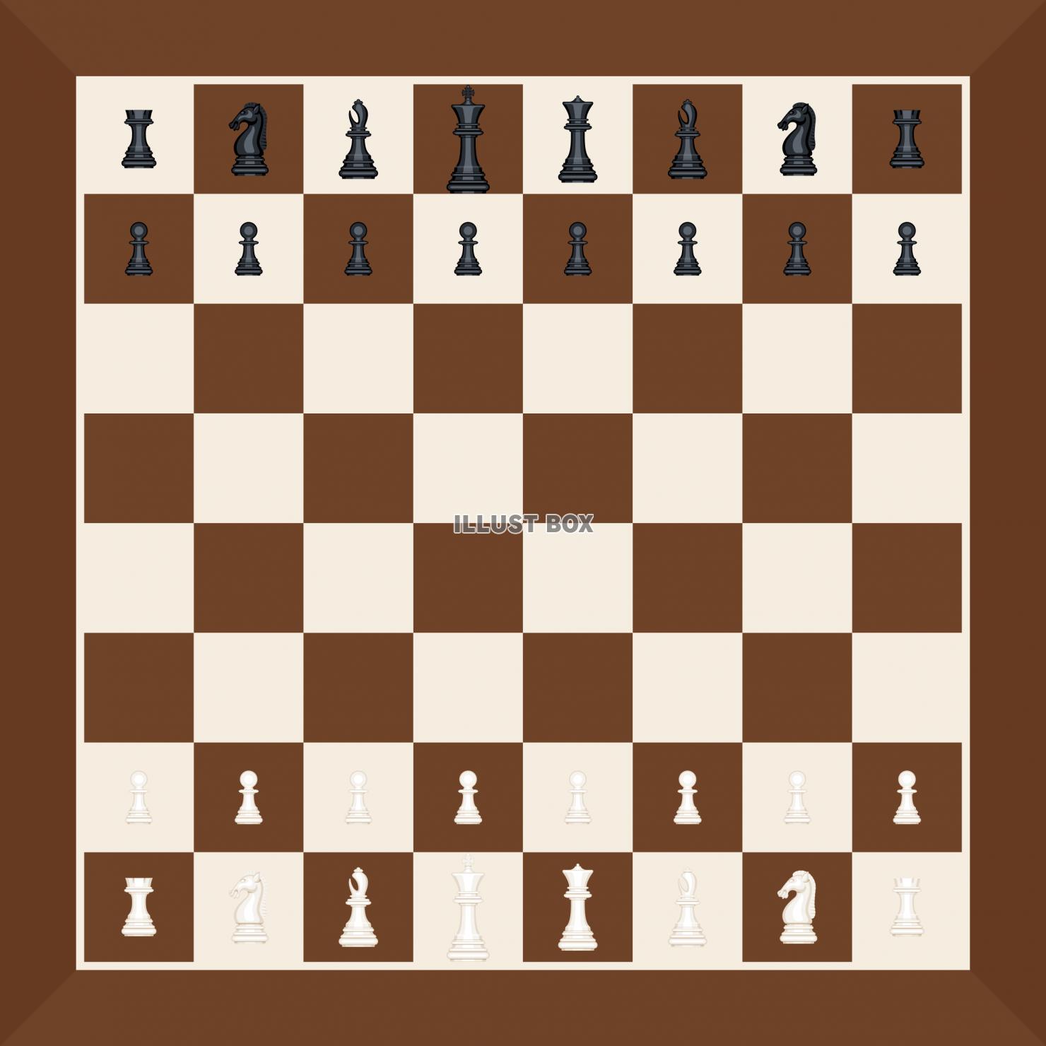 無料イラスト チェス 駒とチェス盤 配置