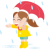 雨降り　傘をさす女の子