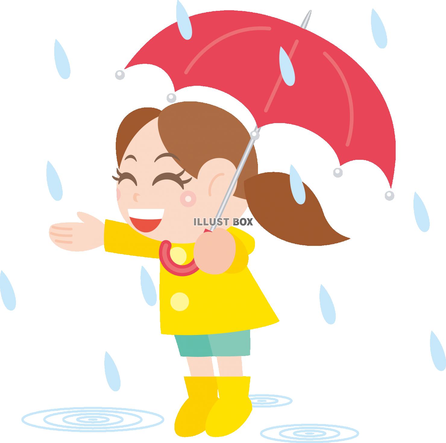 無料イラスト 雨降り 傘をさす女の子