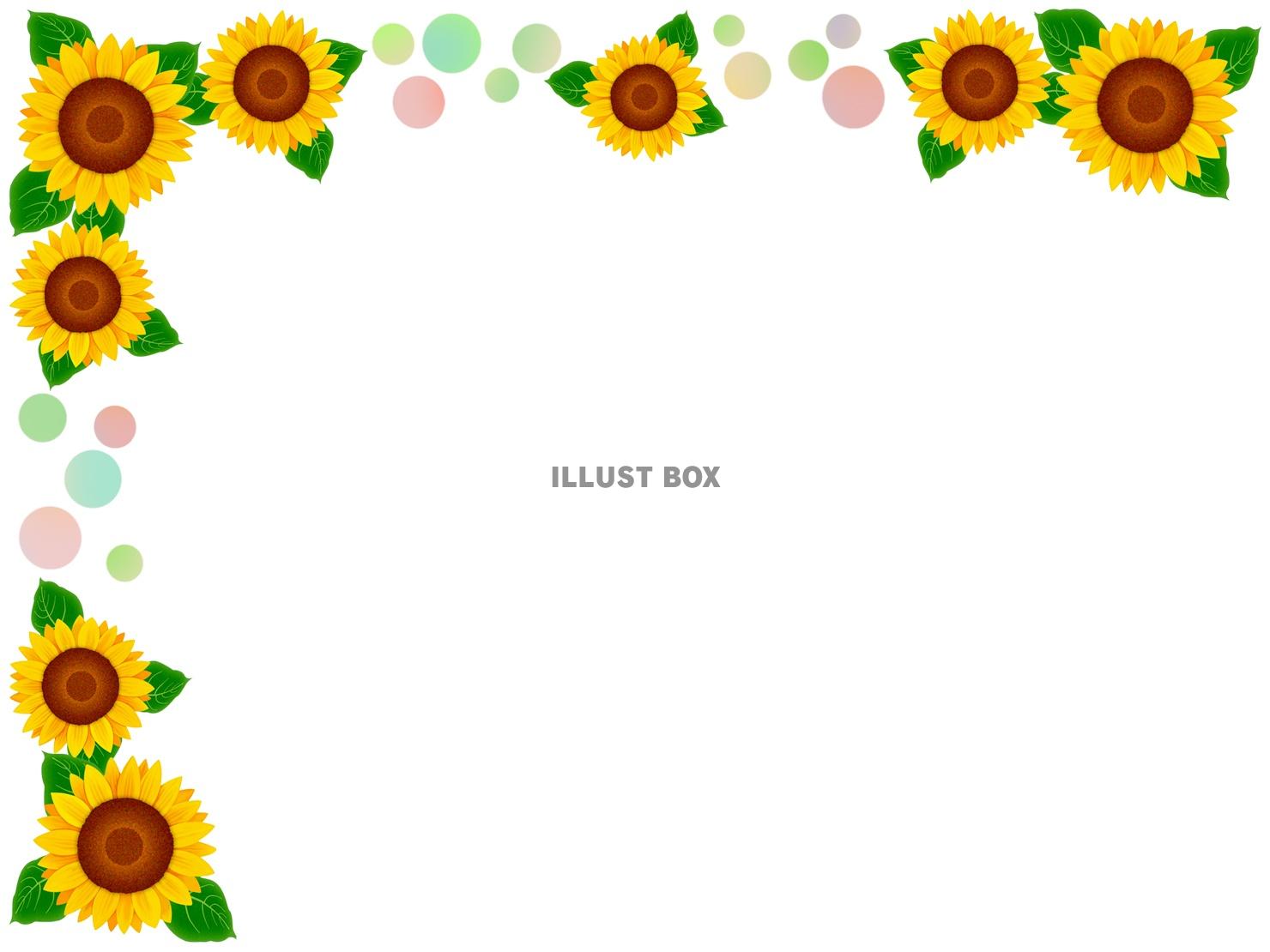 向日葵フレーム花模様飾り枠素材イラスト