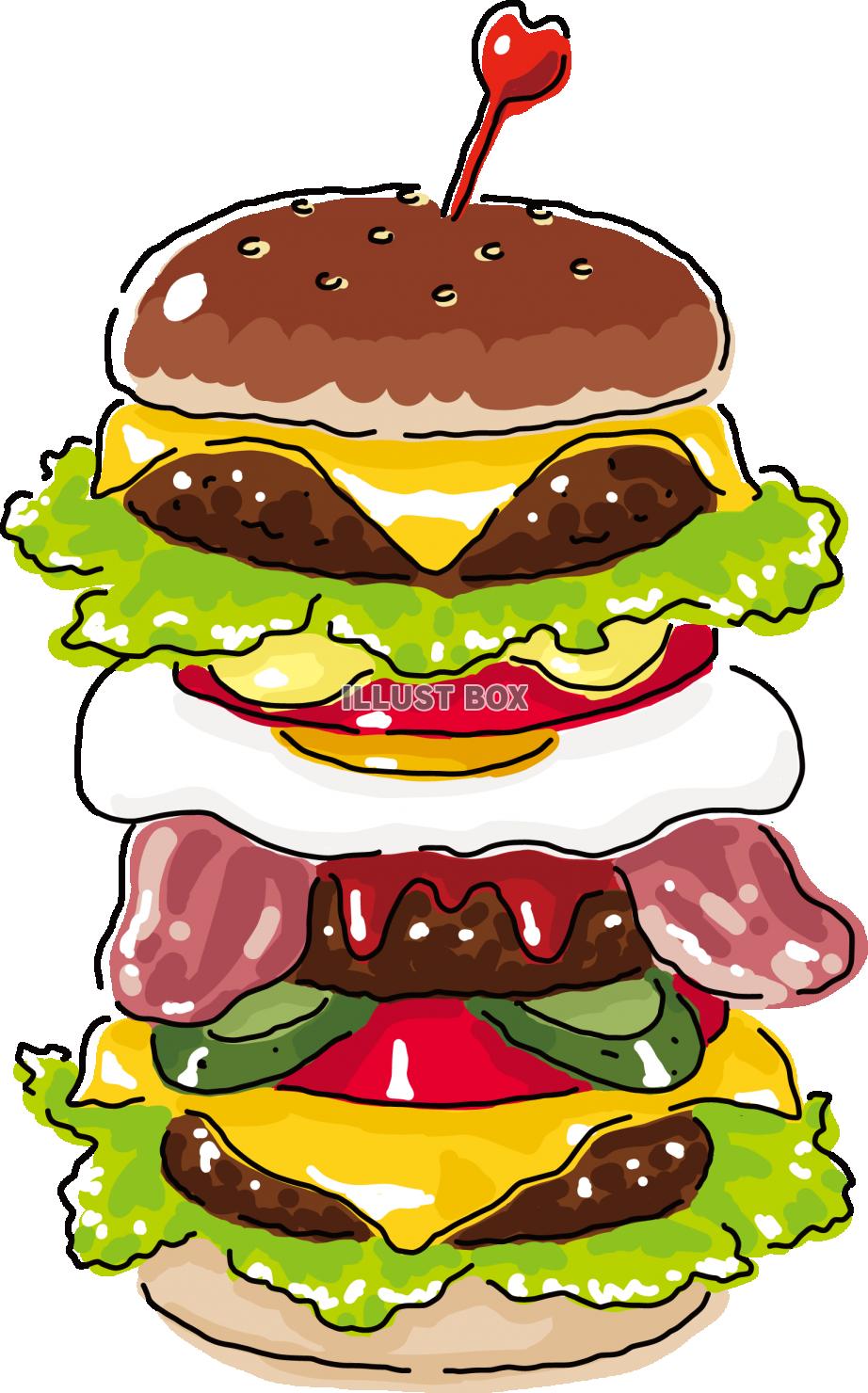 無料イラスト 豪華なハンバーガー ファストフード