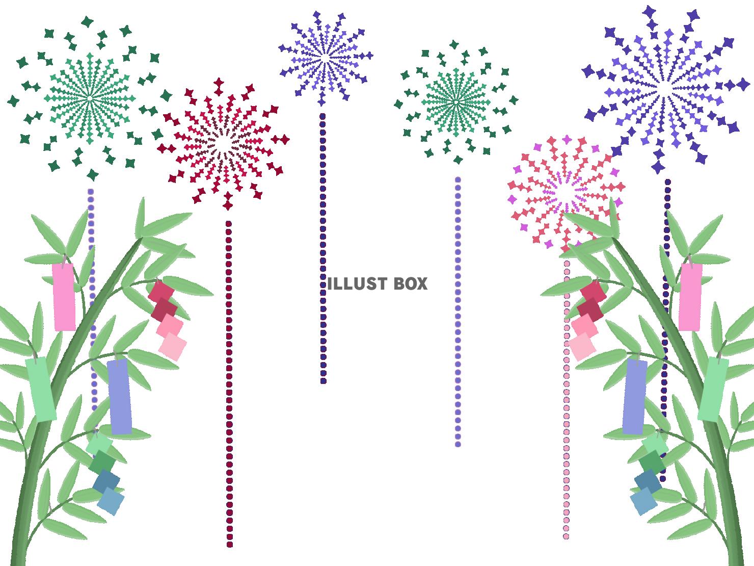 無料イラスト 七夕飾りと花火
