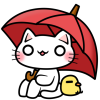 傘と白猫ちゃんとひよこ