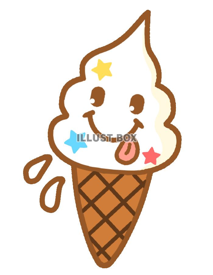 無料イラスト 顔付きソフトクリーム 透過png