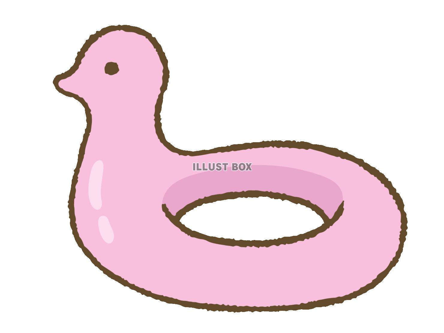無料イラスト ピンクのフラミンゴの浮き輪