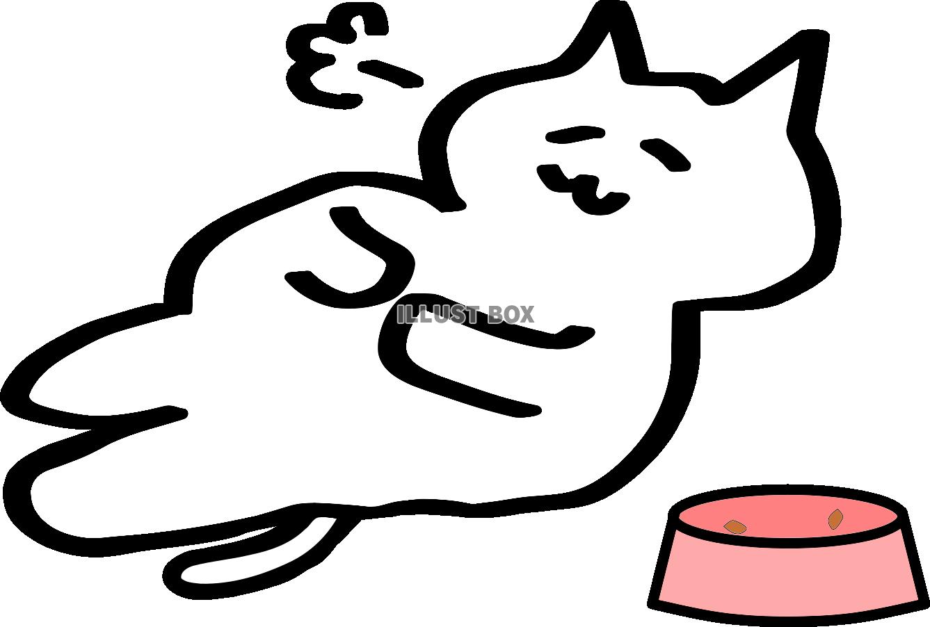 たらふく食べて満足猫【PNG】