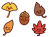 秋の落ち葉のキャラクターセット