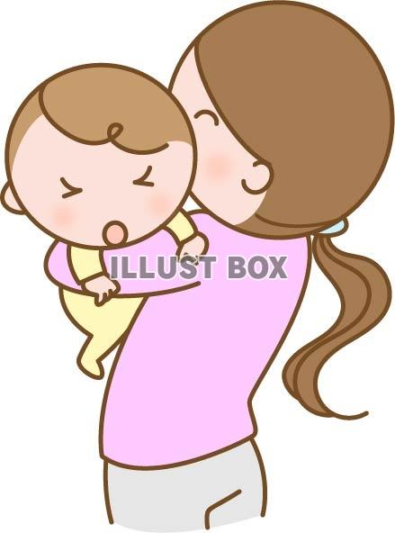 無料イラスト 赤ちゃんを抱っこするママ