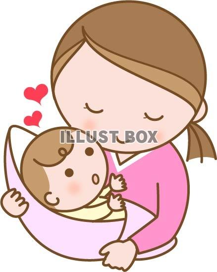 無料イラスト 赤ちゃんを抱っこするママ