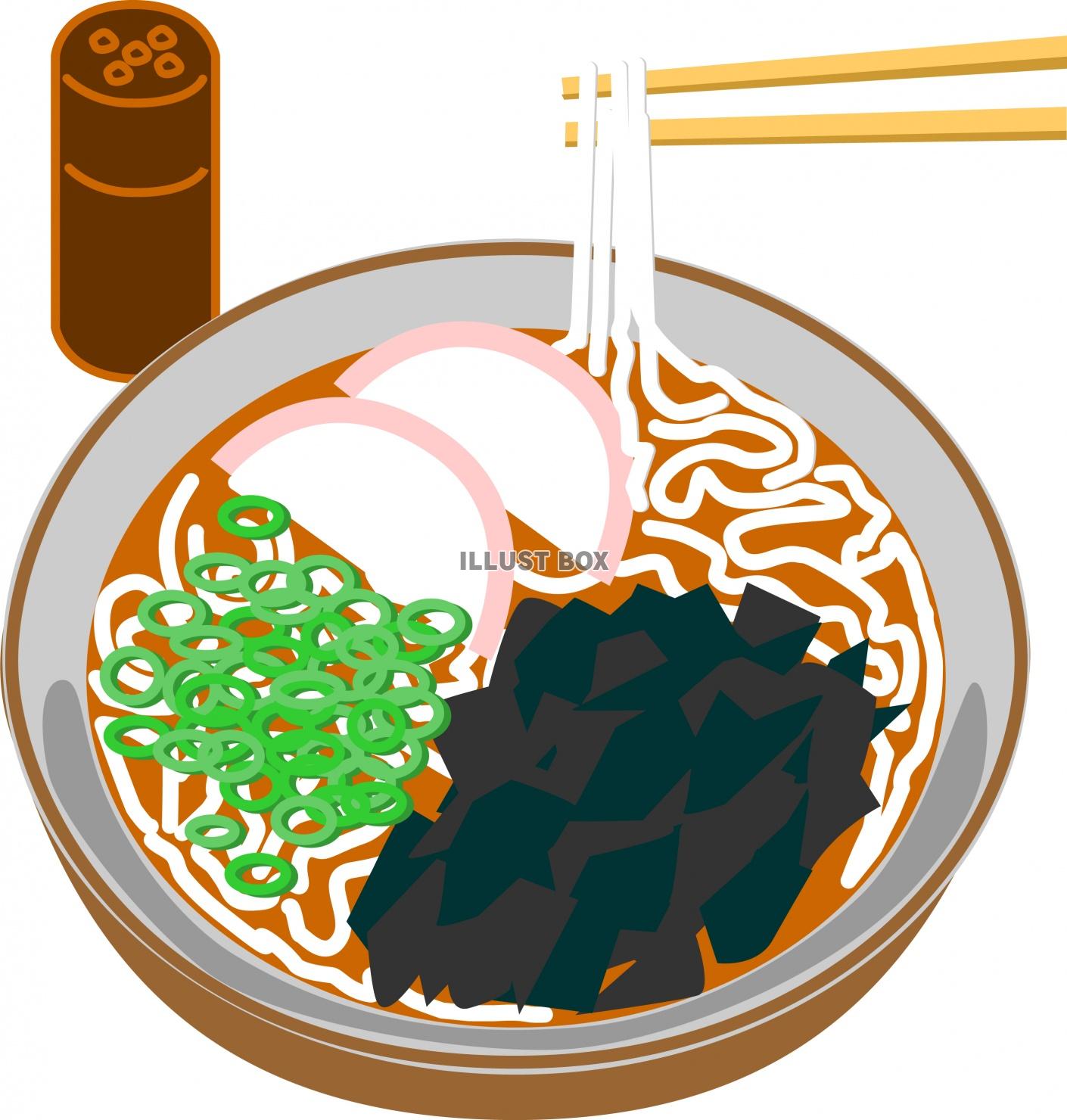 日本食麺類わかめうどんのイラスト