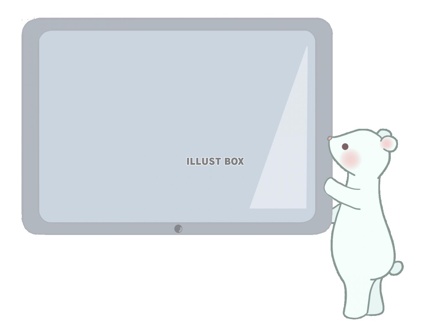 タブレットを持つシロクマ　線あり