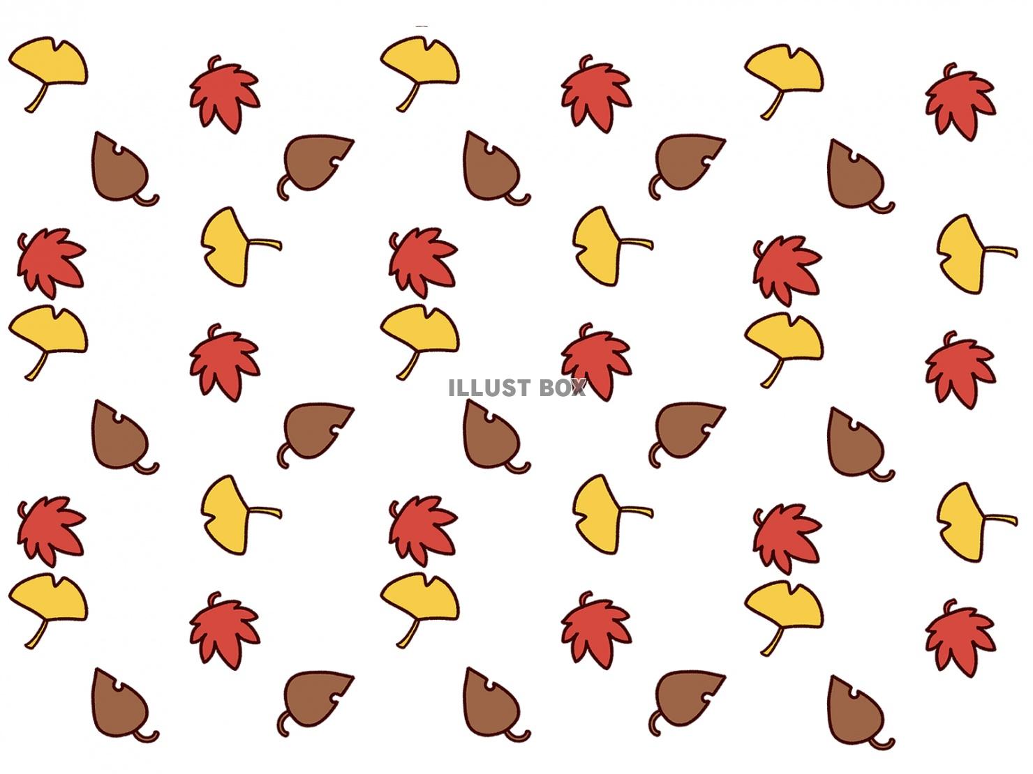 無料イラスト かわいい秋の葉っぱ柄背景素材