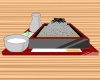 日本食の麺類とろろざるそばのトレーにのったセットのイラスト