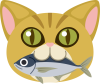 魚をくわえた猫の顔