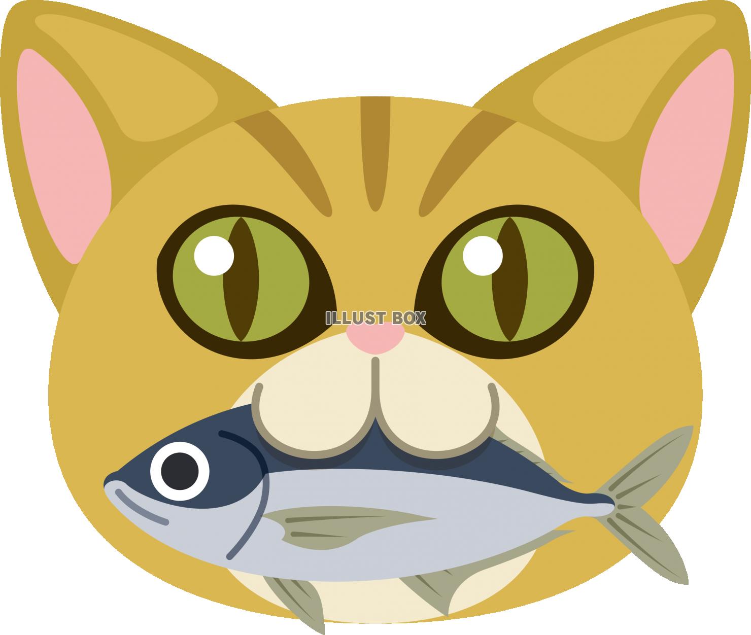 魚をくわえた猫の顔