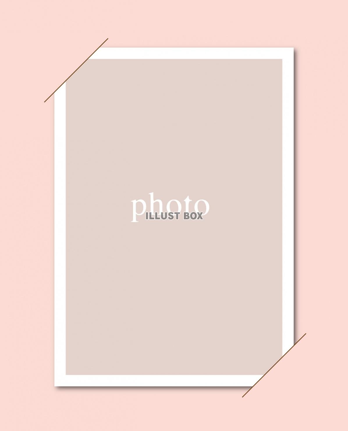 無料イラスト シンプルなフォトフレームカード ピンク 壁紙
