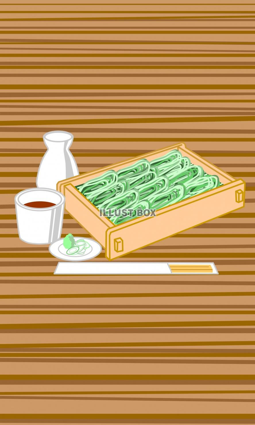 日本食新潟の名物へぎそばセットのイラスト