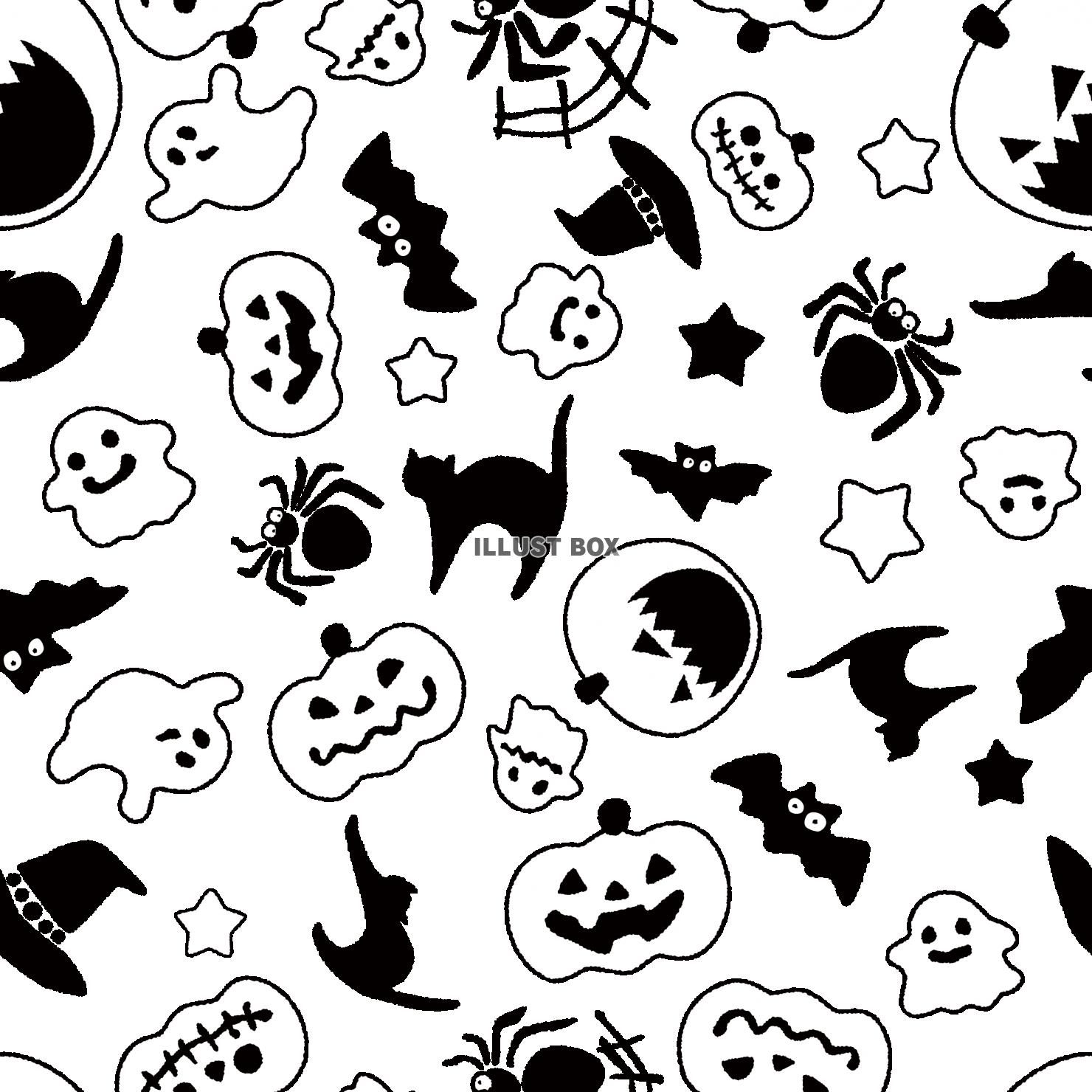 無料イラスト ハロウィン向け背景パターン モノクロ Png Eps